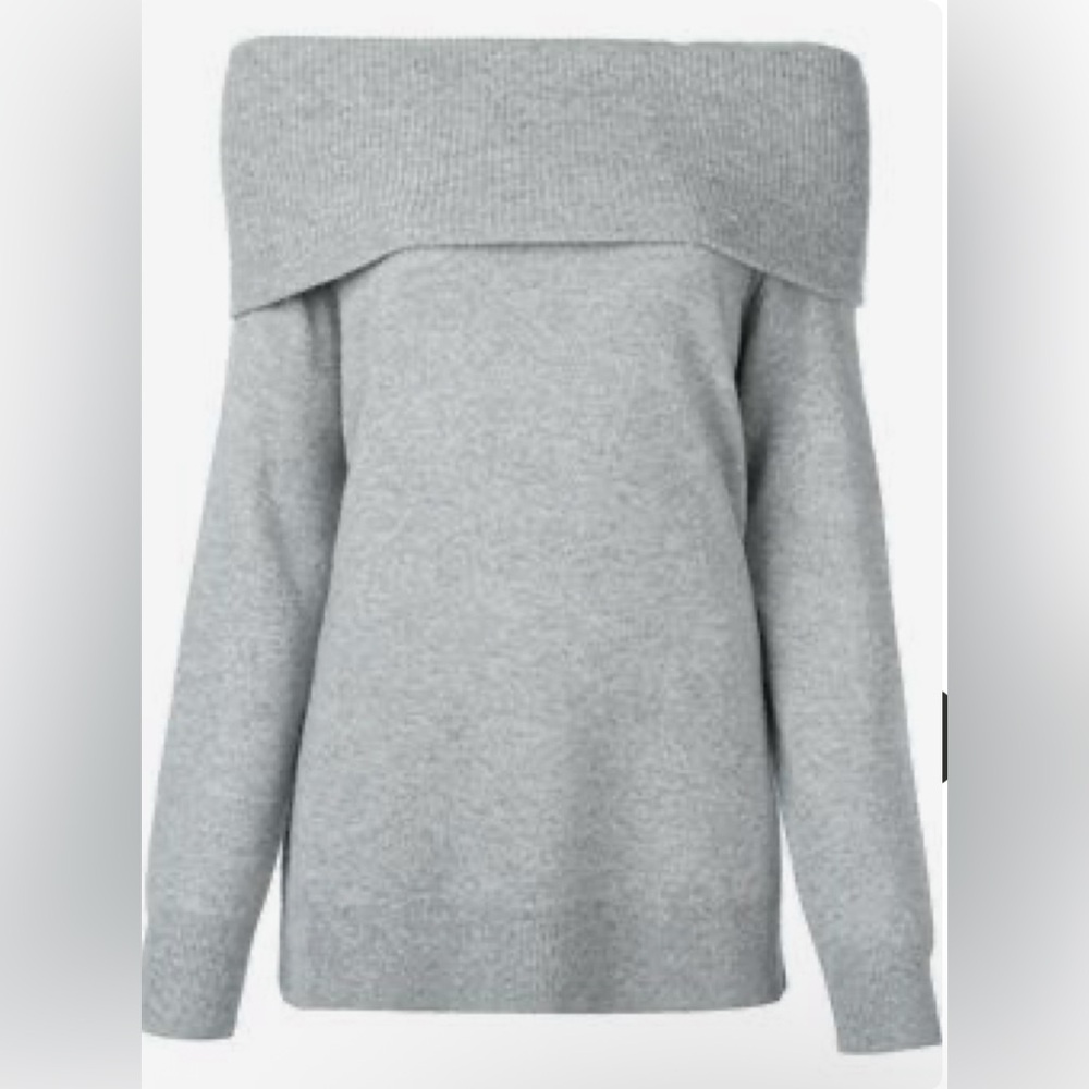 T Alexander Wang Gray Cashmere Wool Off Shoulder Long Sweater/ Tunic  Sz Medium - Picture 4 of 15